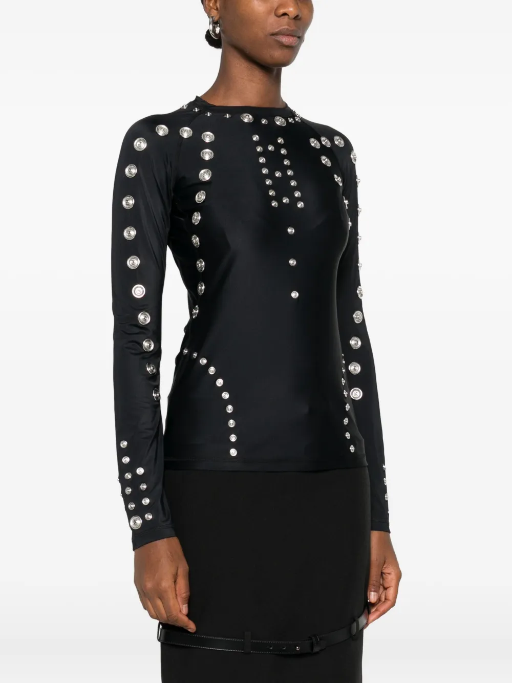 Coperni Metal-embellished Long-sleeve T-shirt In Black