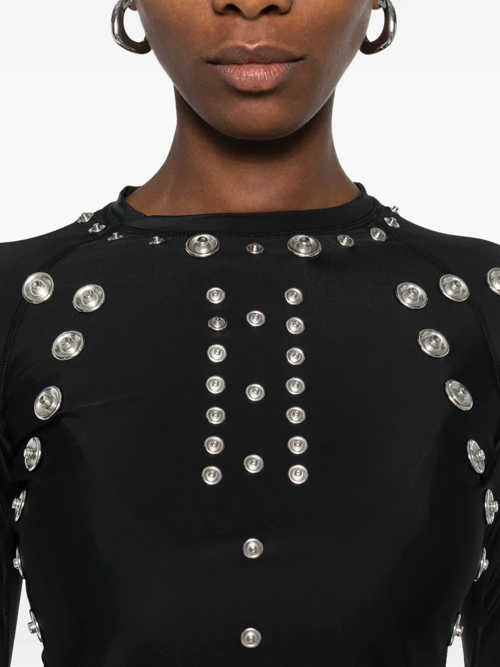 Coperni Metal-embellished Long-sleeve T-shirt In Black