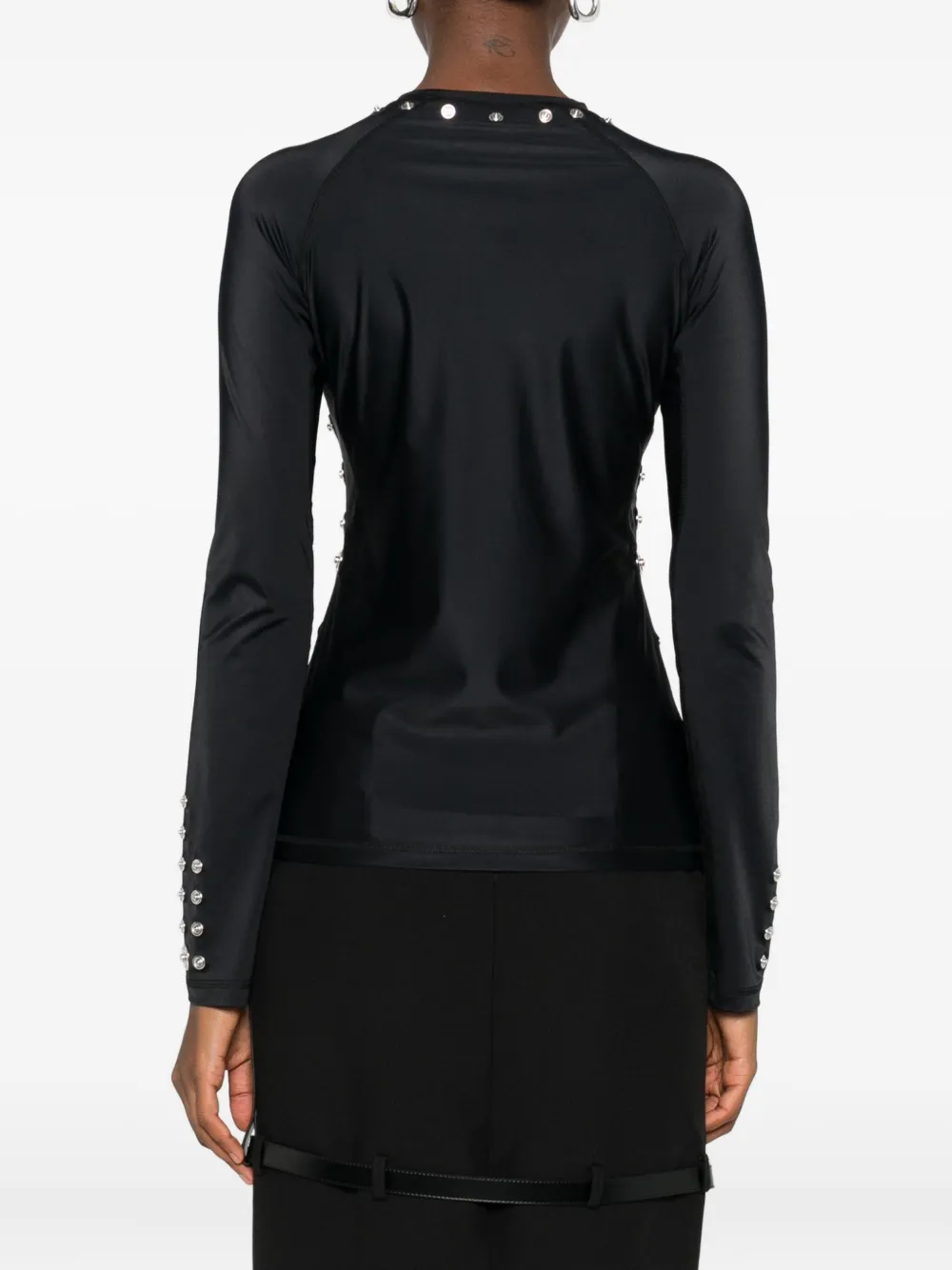 Coperni Metal-embellished Long-sleeve T-shirt In Black