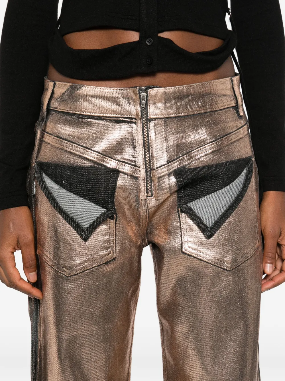 Ottolinger Metallic-panel Jeans In Pink