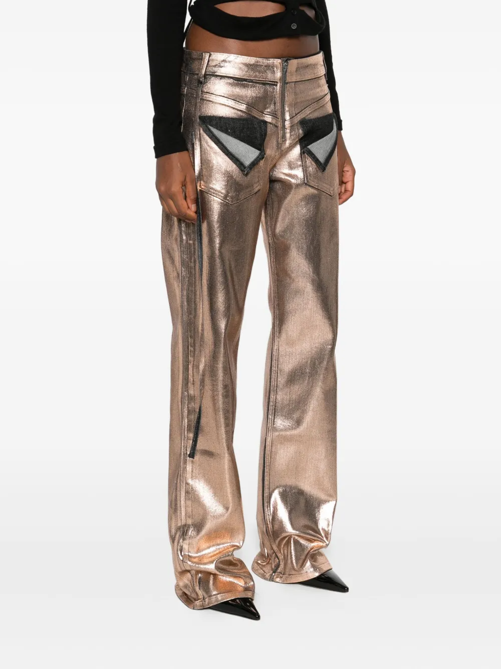 Ottolinger Metallic-panel Jeans In Pink
