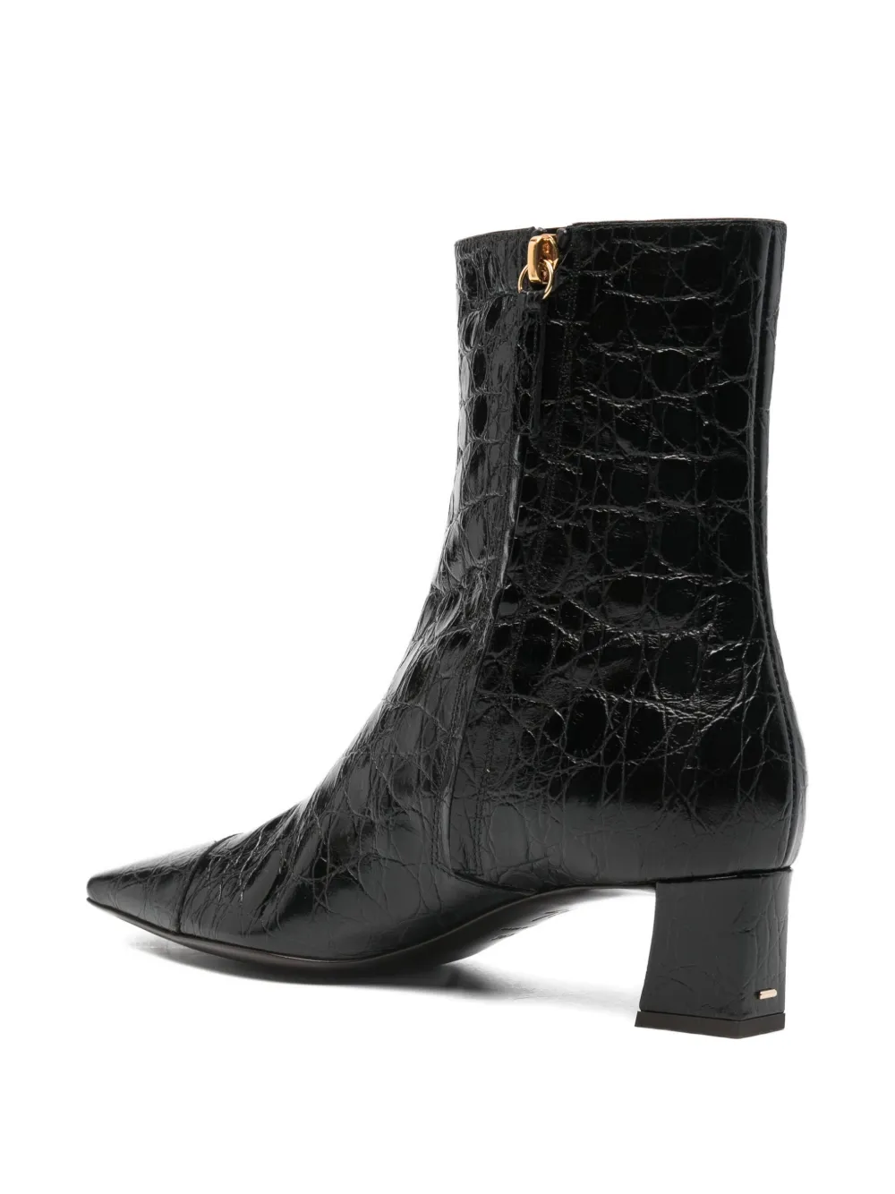 Giuseppe Zanotti Laarzen met krokodillen-reliëf en blokhak Zwart