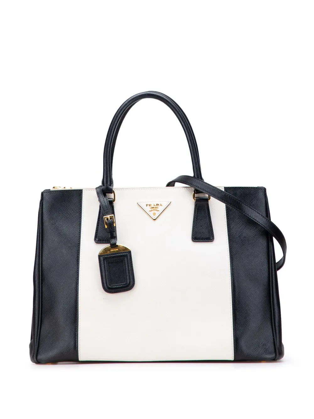 Prada Pre-Owned 2000-2025 Medium Bicolor Saffiano Lux Galleria Double Zip satchel | Black | Image 1