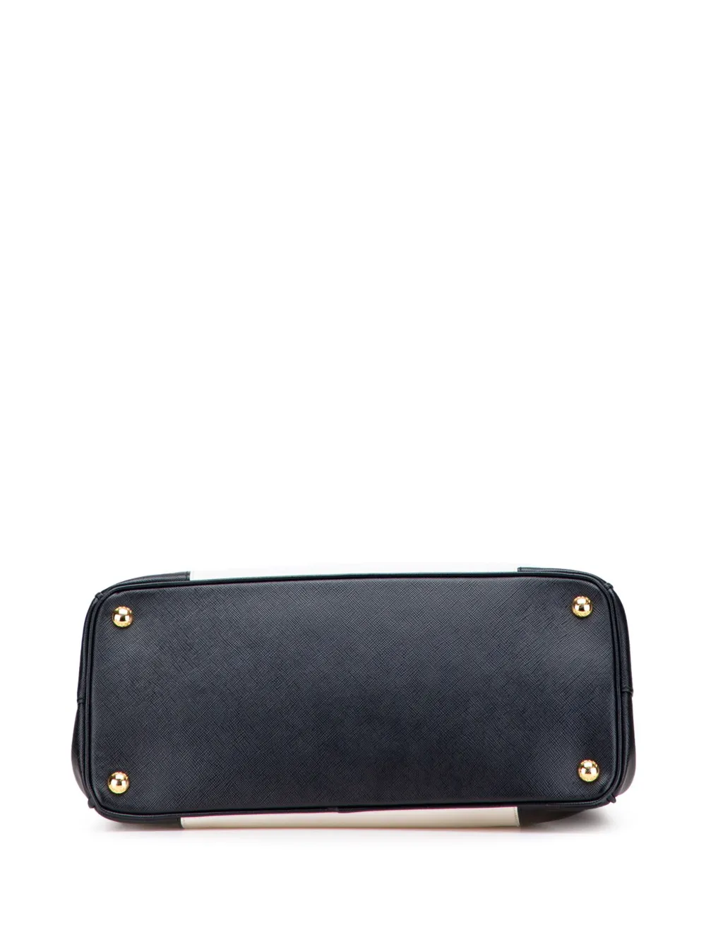 Pre-owned Prada 2000-2025 Medium Bicolor Saffiano Lux Galleria Double Zip Satchel In Black