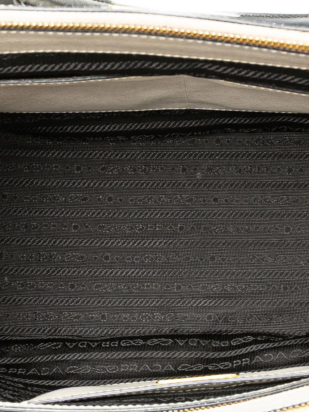 Pre-owned Prada 2000-2025 Medium Bicolor Saffiano Lux Galleria Double Zip Satchel In Black