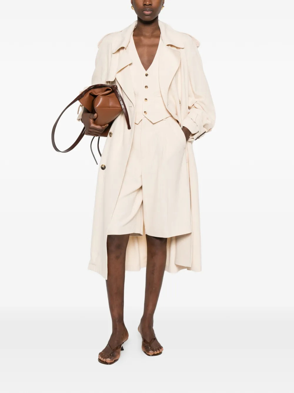  Wardrobe.nyc Buttoned Belted Trench Coat - Neutrals 