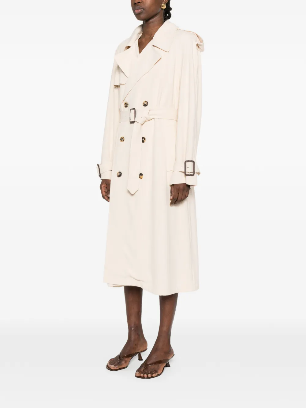  Wardrobe.nyc Buttoned Belted Trench Coat - Neutrals 