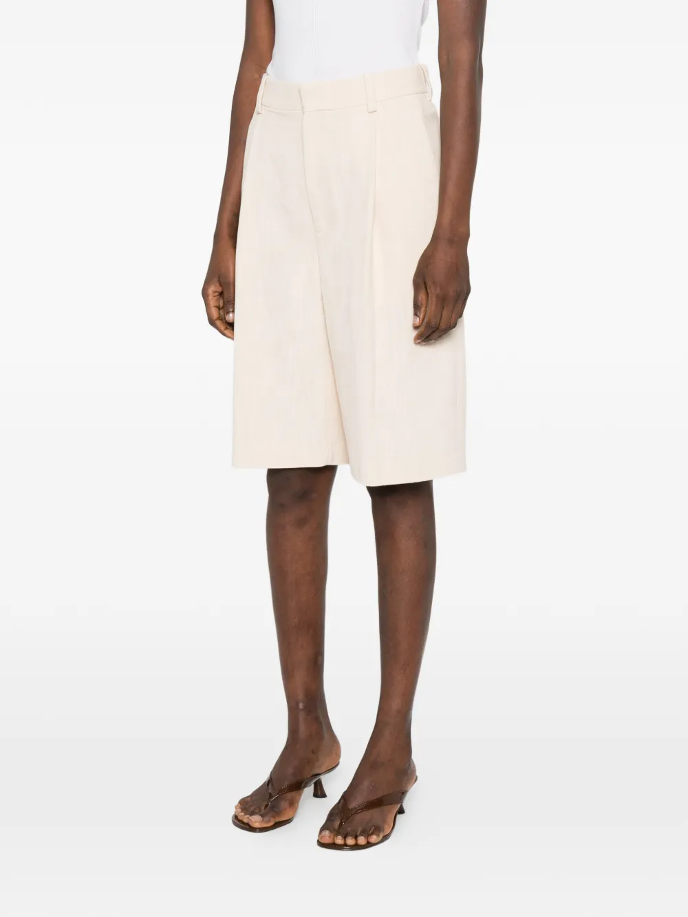 WARDROBE.NYC Geplooide shorts Beige
