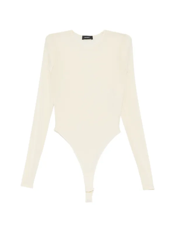 WARDROBE.NYC Sheer Bodysuit in Neutrals