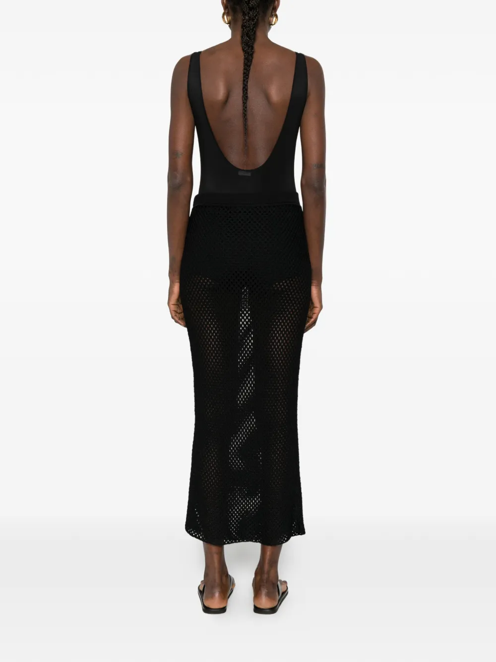 WARDROBE.NYC Sheer Tank Bodysuit in Black, view 4