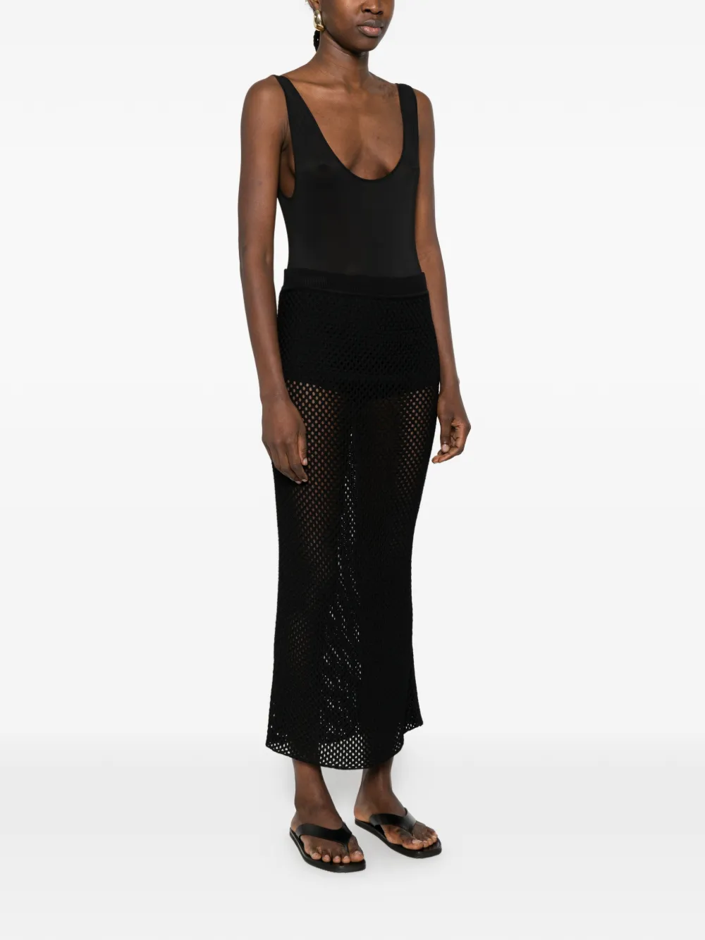 WARDROBE.NYC Sheer Tank Bodysuit in Black, view 3
