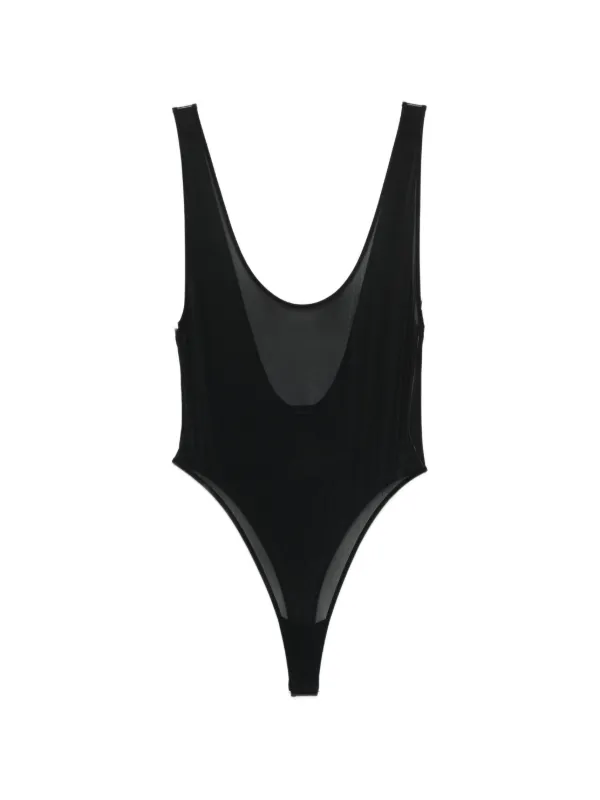 WARDROBE.NYC Sheer Tank Bodysuit in Black