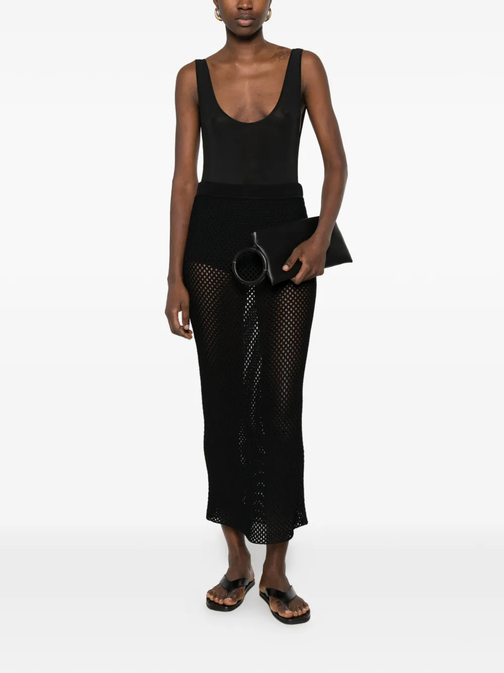 WARDROBE.NYC Sheer Tank Bodysuit in Black, view 2