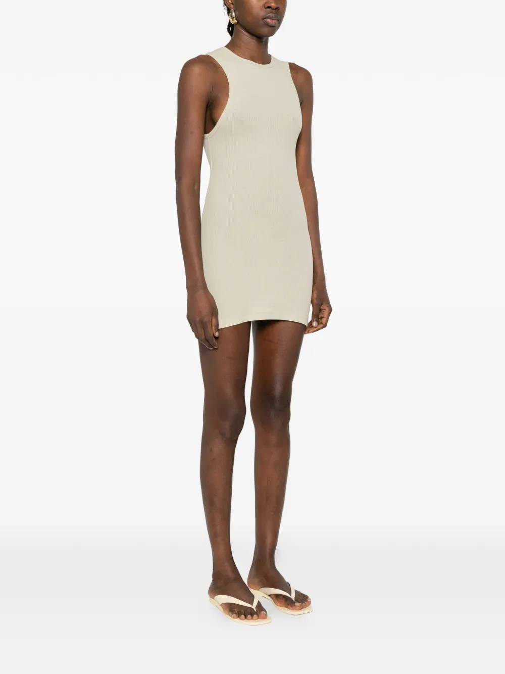 WARDROBE.NYC Ribgebreide tanktop Beige