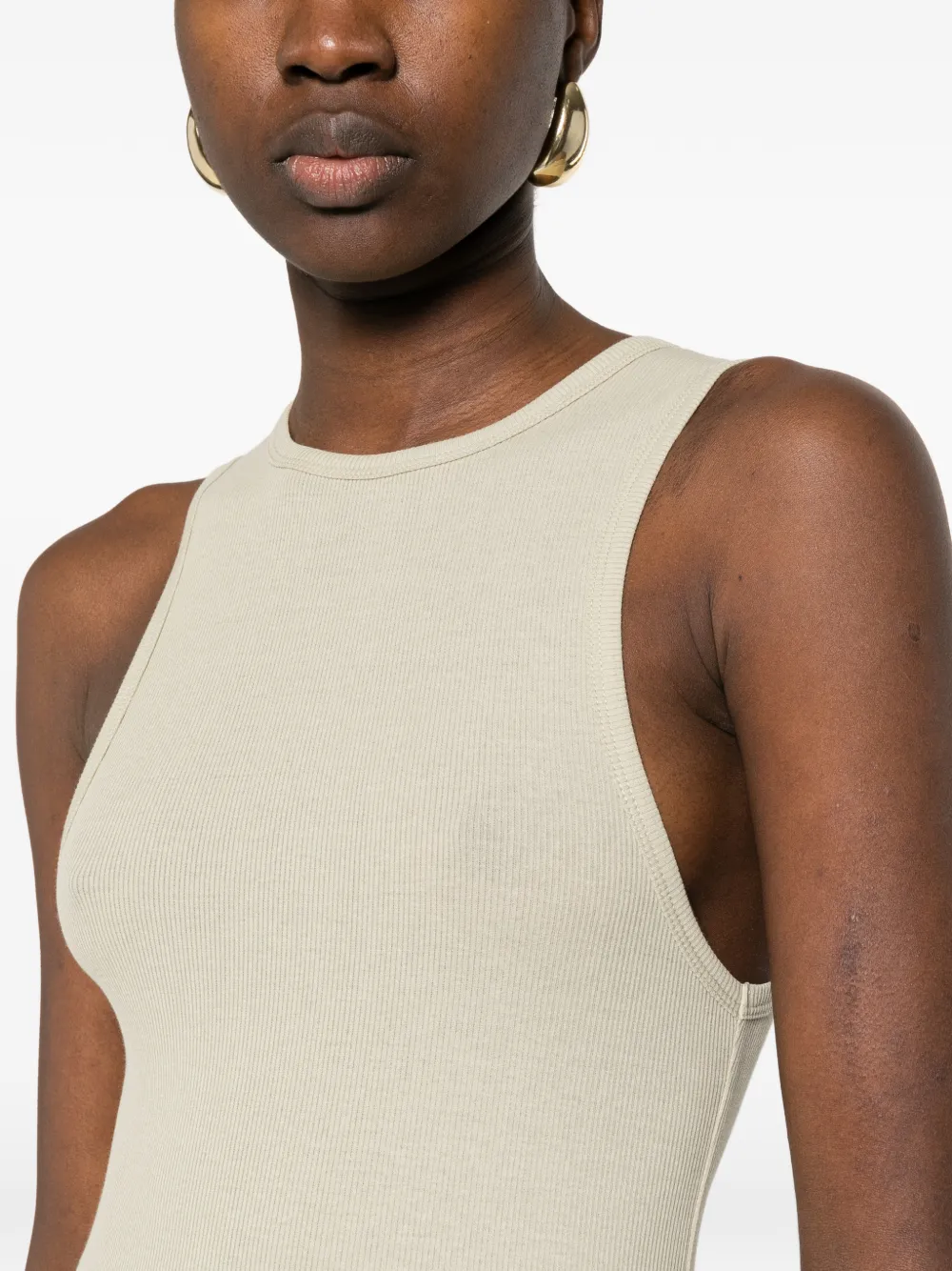 WARDROBE.NYC Ribgebreide tanktop Beige