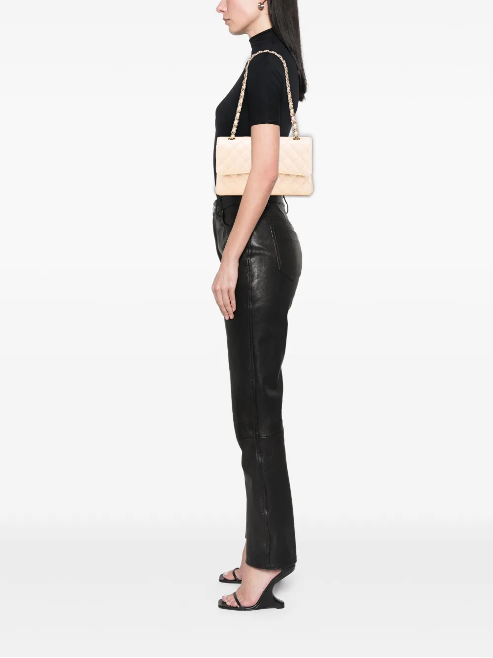 Pre-owned Chanel 2019 Medium Classic Iridescent Caviar Double Flap Shoulder Bag In Brown