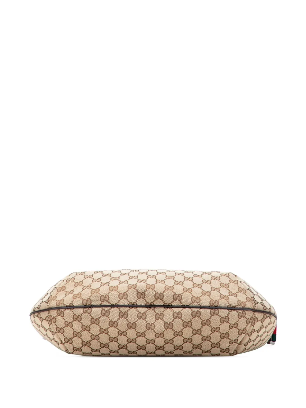 Pre-owned Gucci 2000-2015 Medium Gg Canvas Web Half Moon Crossbody Bag In Brown
