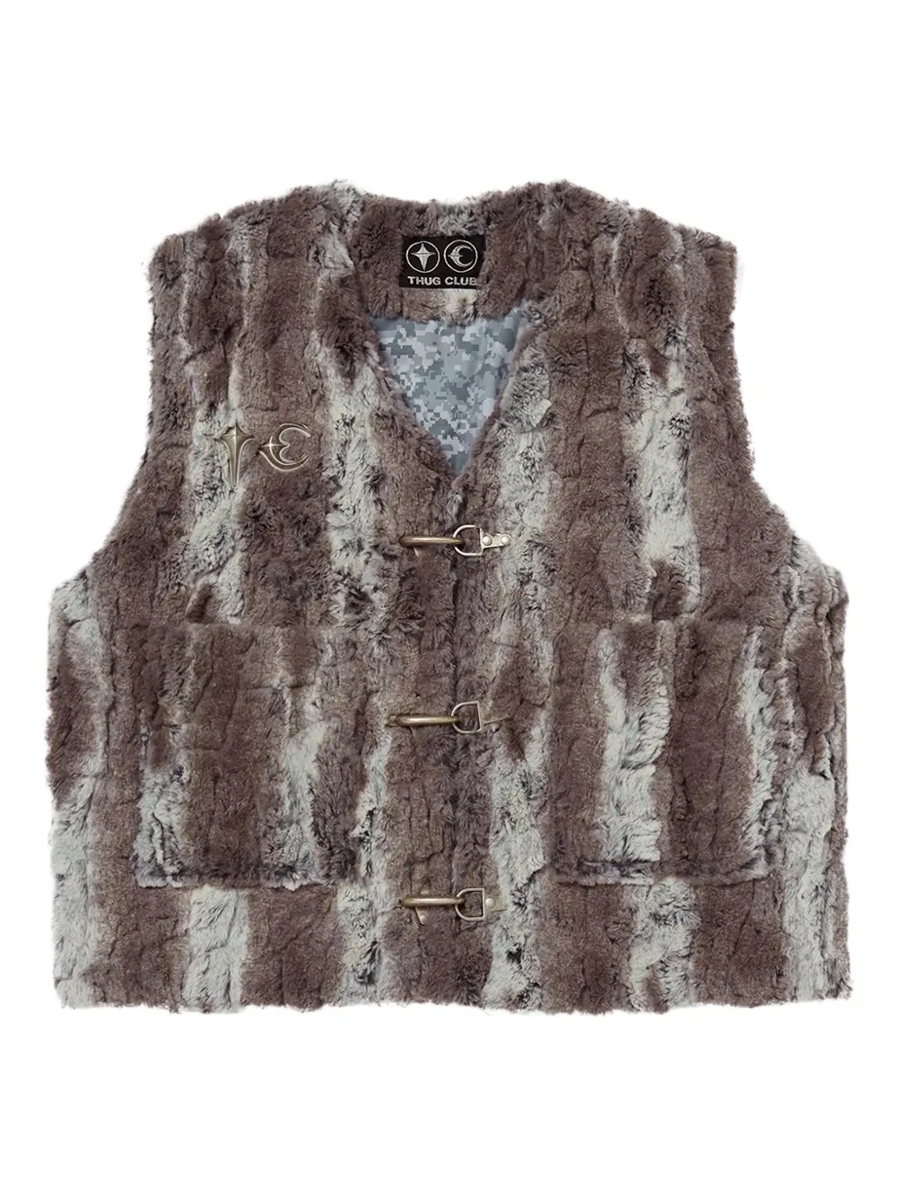 THUG CLUB TC Skull faux-fur vest - Grigio