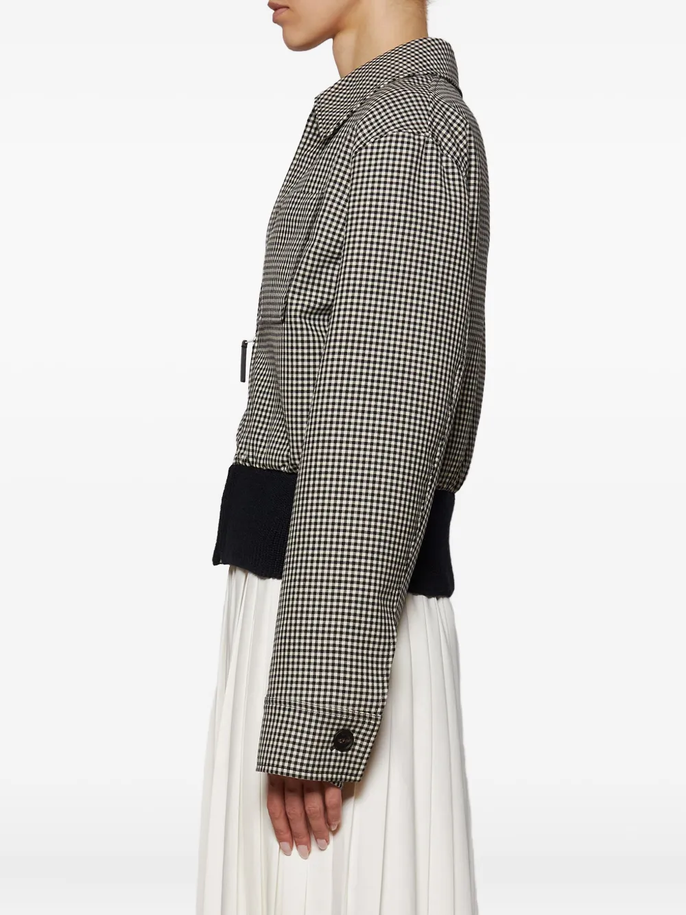 Ferragamo Check-pattern Zip-front Jacket In Gray