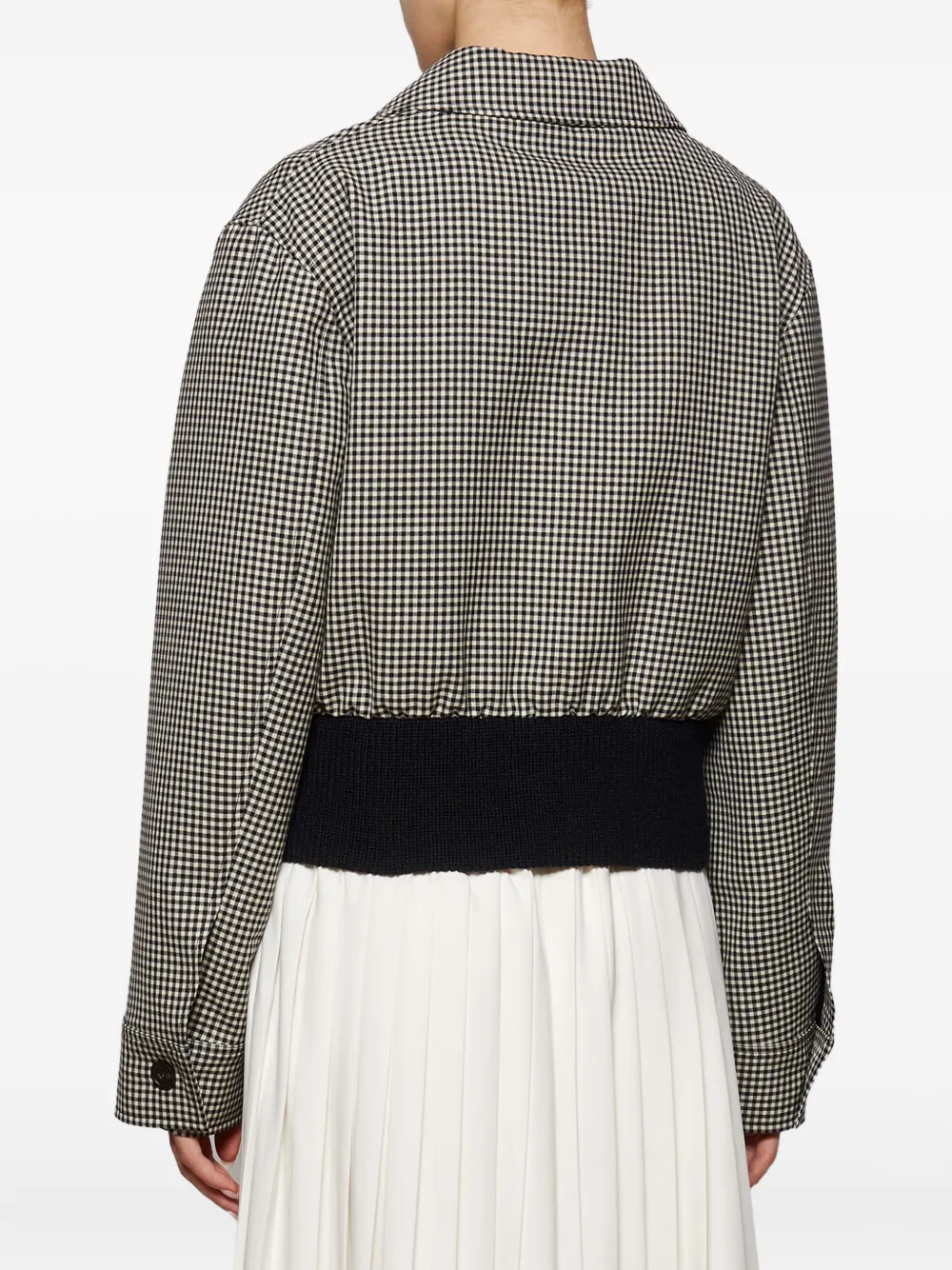 Ferragamo Check-pattern Zip-front Jacket In Gray