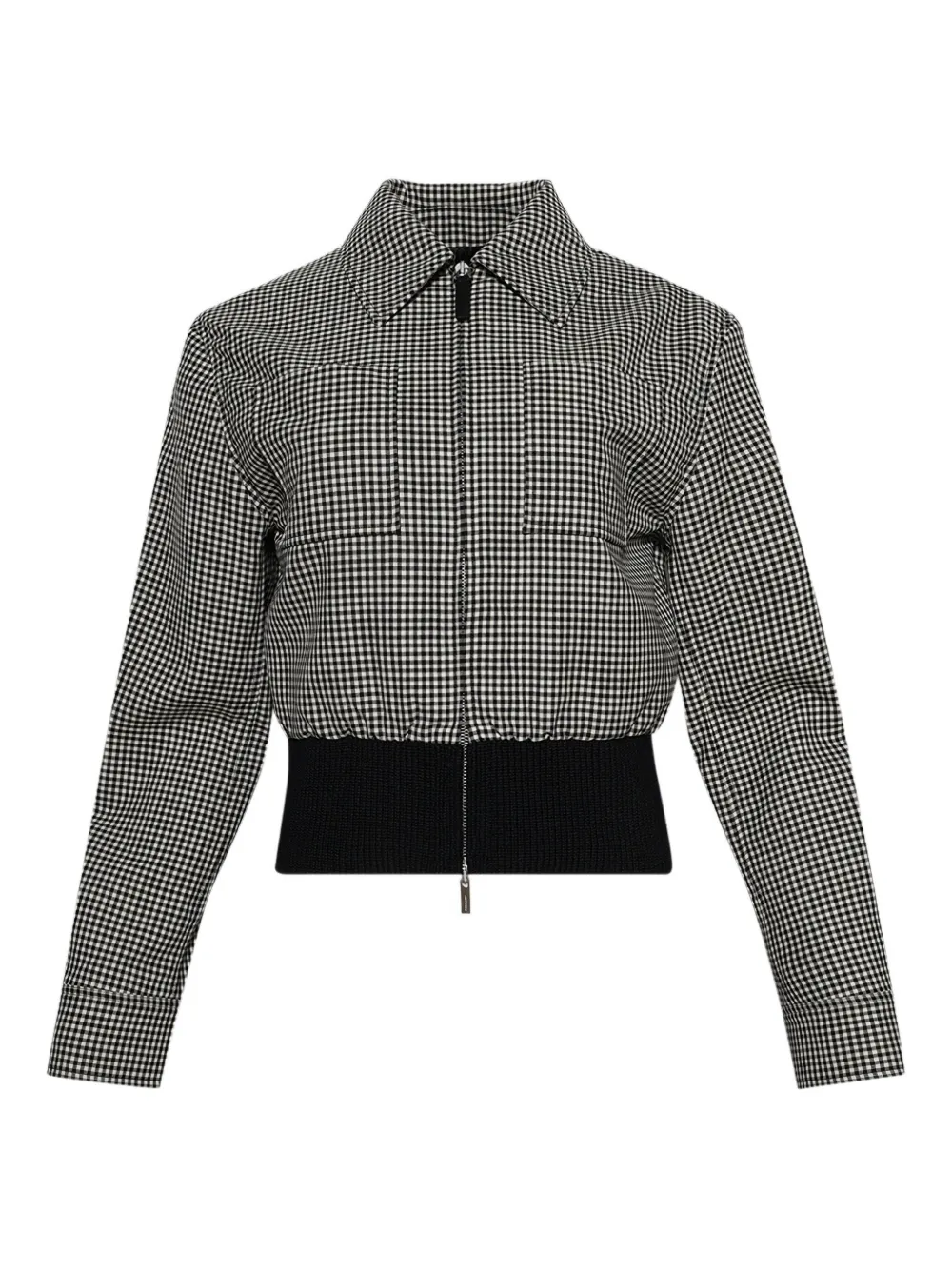 Ferragamo check-pattern zip-front jacket | Black | Image 1