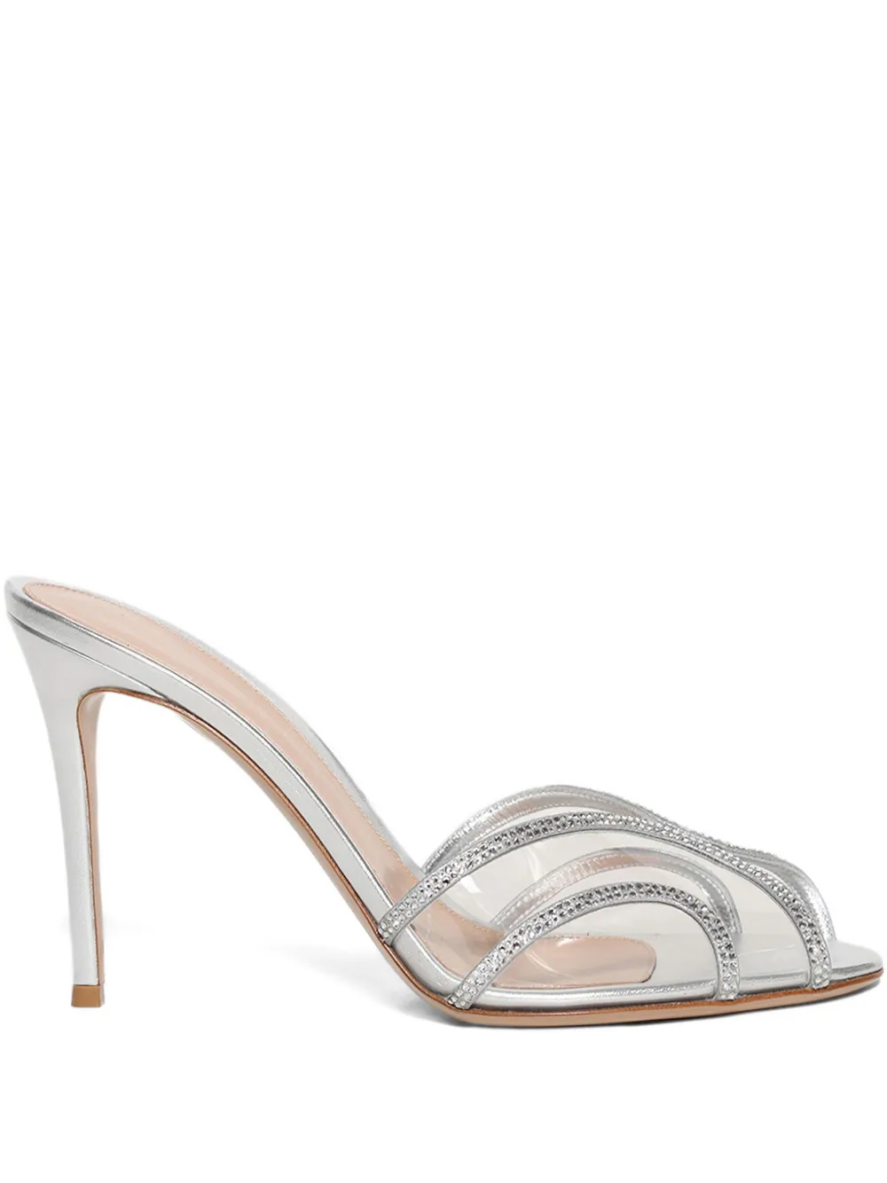 Gianvito Rossi 95mm crystal-embellished peep-toe heels Silver