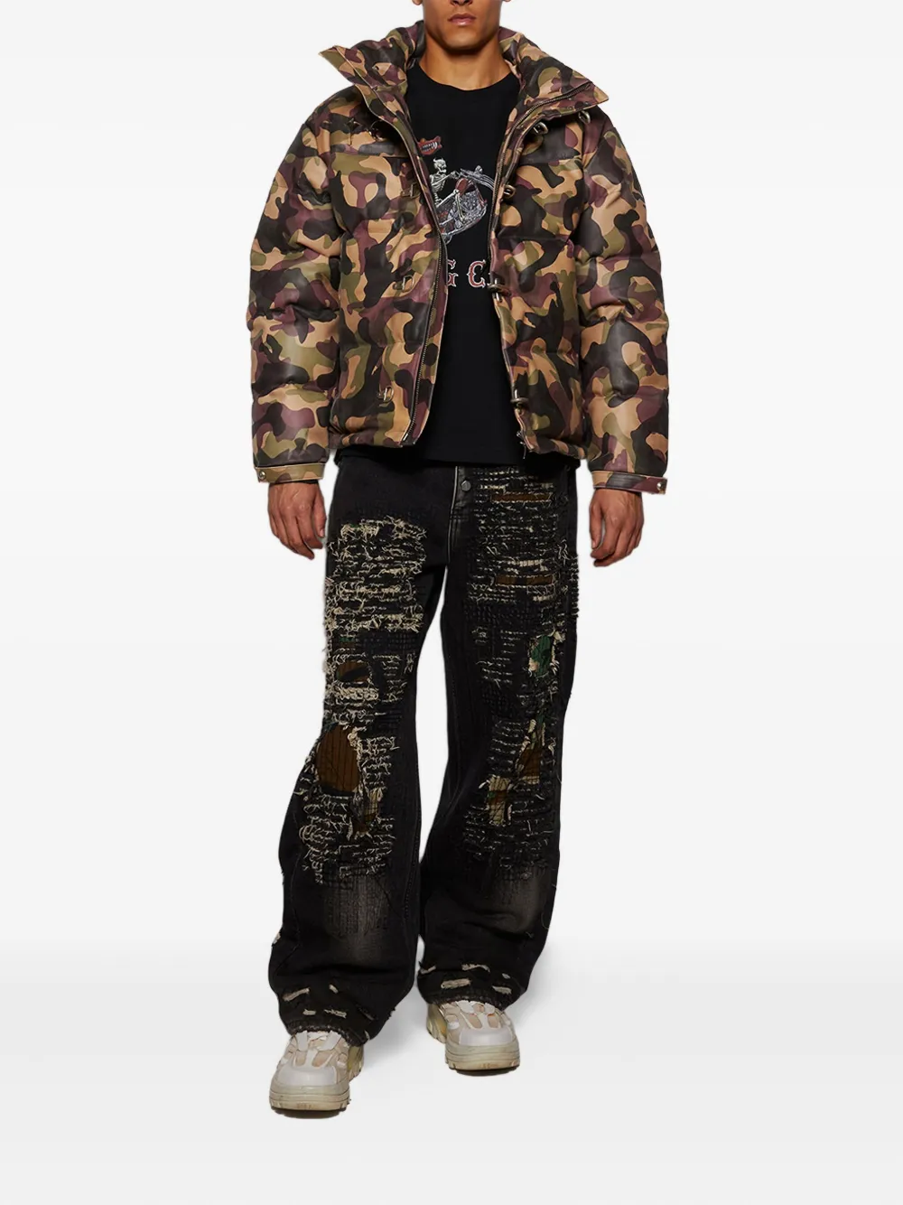 THUG CLUB distressed jeans - Zwart