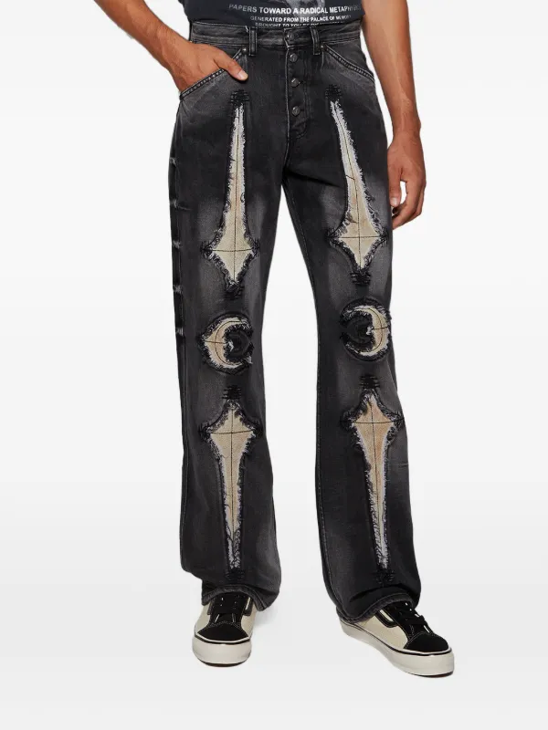 THUG CLUB bone-detail Jeans | Black | FARFETCH