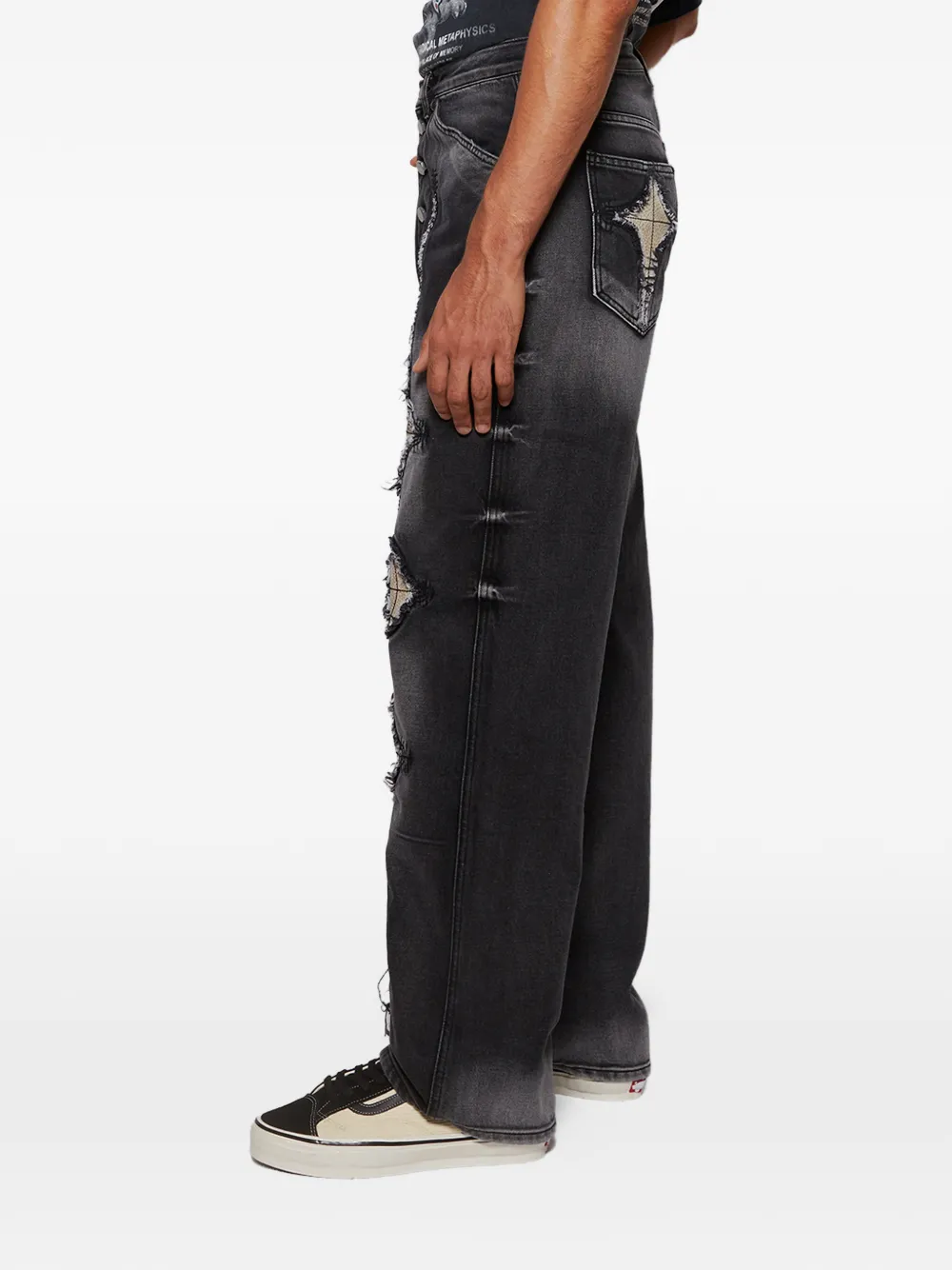 THUG CLUB Jeans met botdetail Zwart