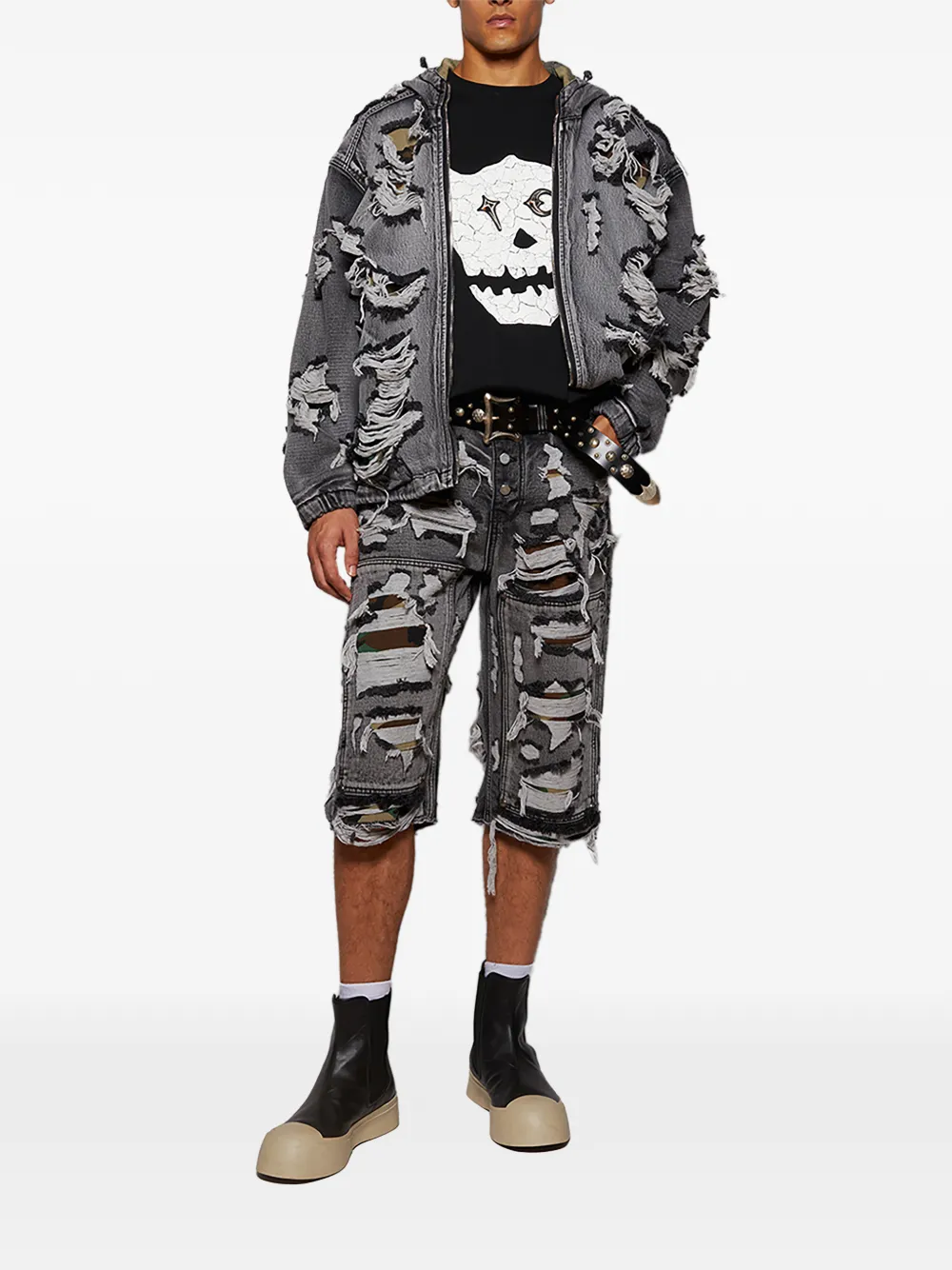 THUG CLUB Hell Denim ripped hooded denim jacket | Denim Jackets | Image 2