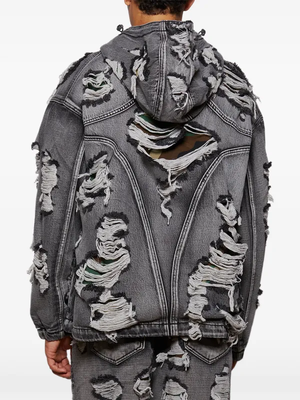 THUG CLUB Hell Denim フーデッド デニムジャケット | グレー 