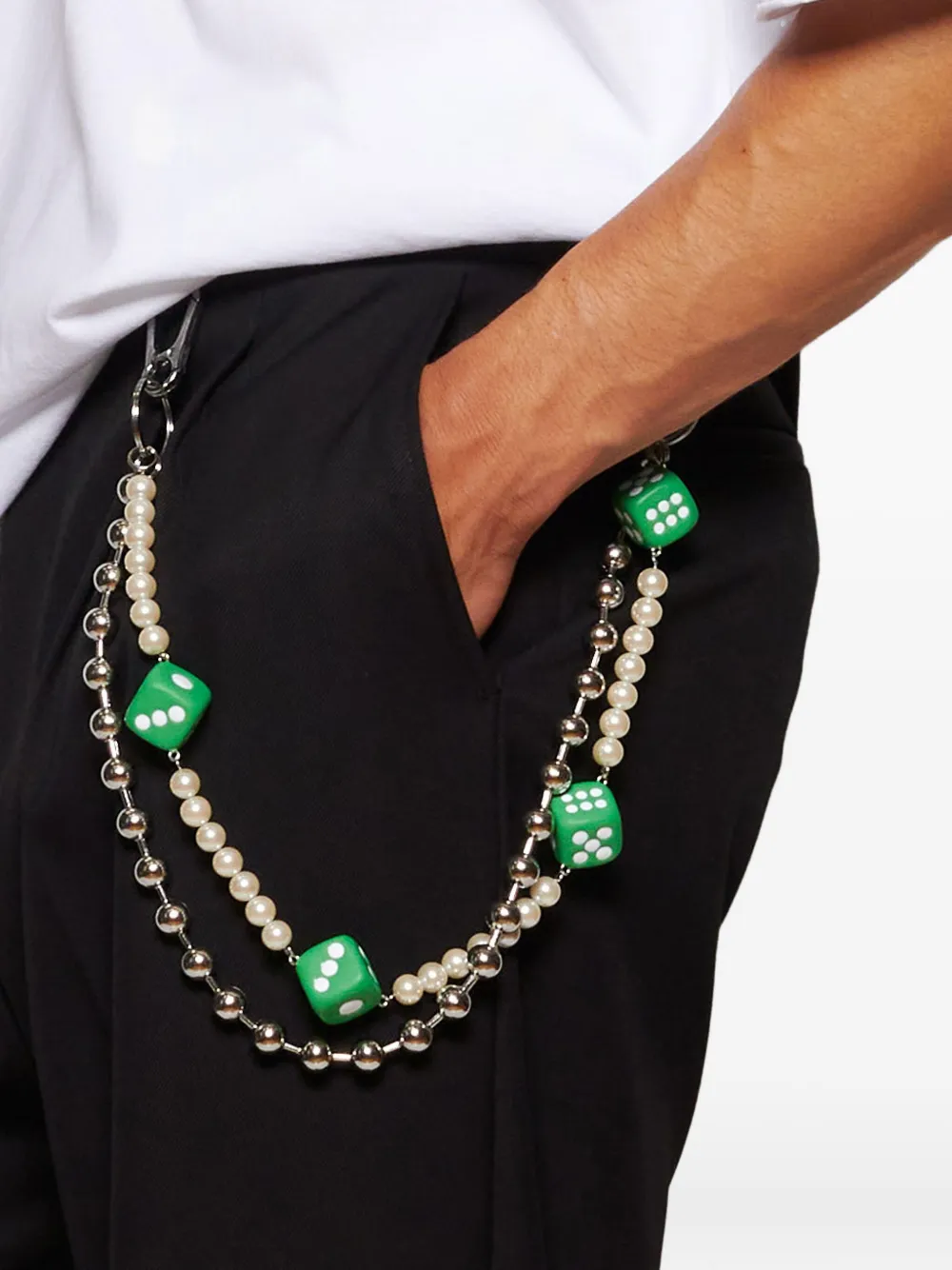 Veert Pearl-dice Wallet Chain In Gold