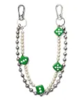 VEERT pearl-dice wallet chain - White
