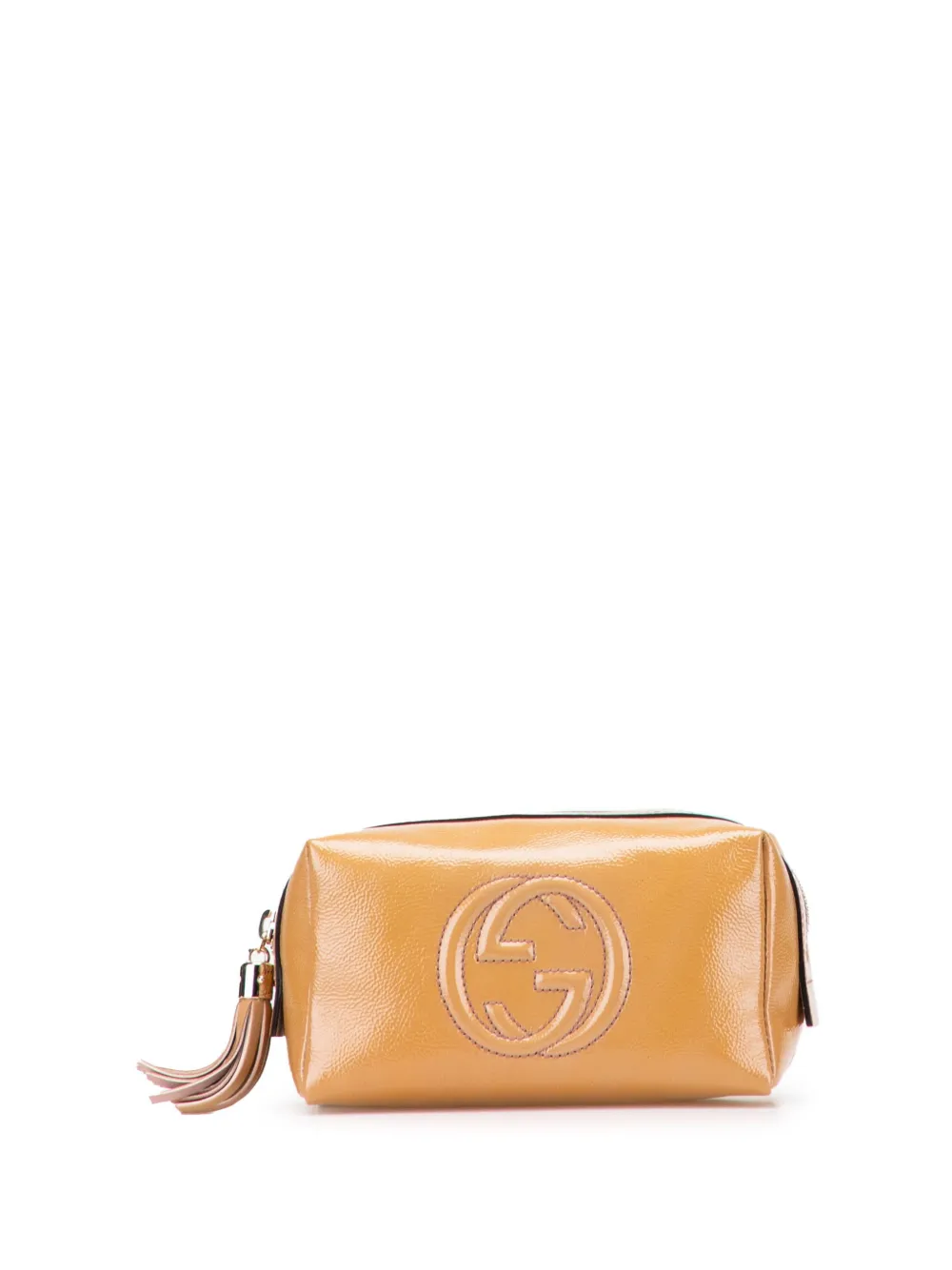 Pre-owned Gucci 2000-2015 Patent Soho Cosmetic Pouch In Brown