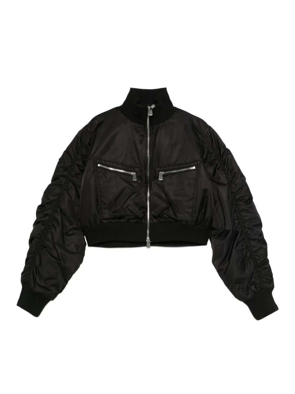 PINKO zip-front crop bomber jacket | Black | Image 1