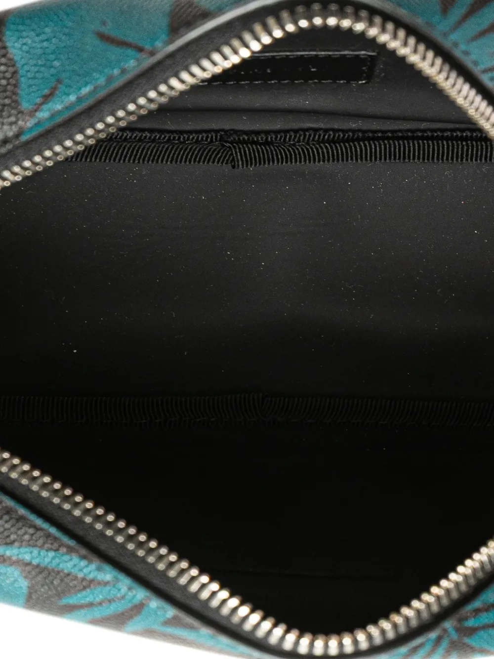 Pre-owned Saint Laurent 2021 Grain De Poudre Tropical Palm Pouch In Blue