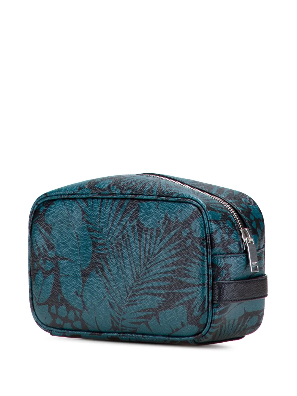 Pre-owned Saint Laurent 2021 Grain De Poudre Tropical Palm Pouch In Blue