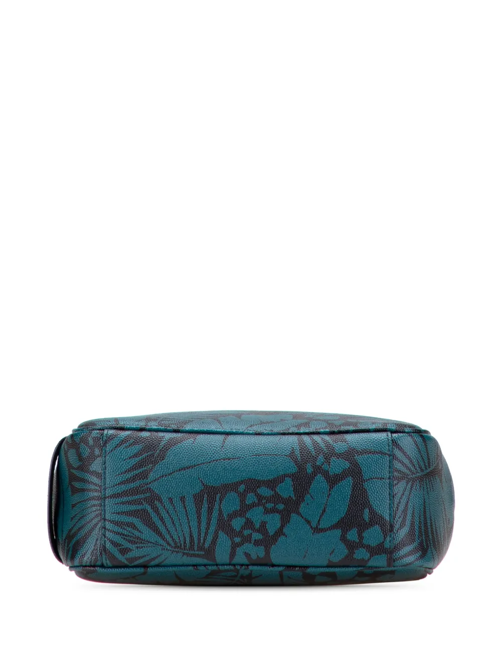 Pre-owned Saint Laurent 2021 Grain De Poudre Tropical Palm Pouch In Blue