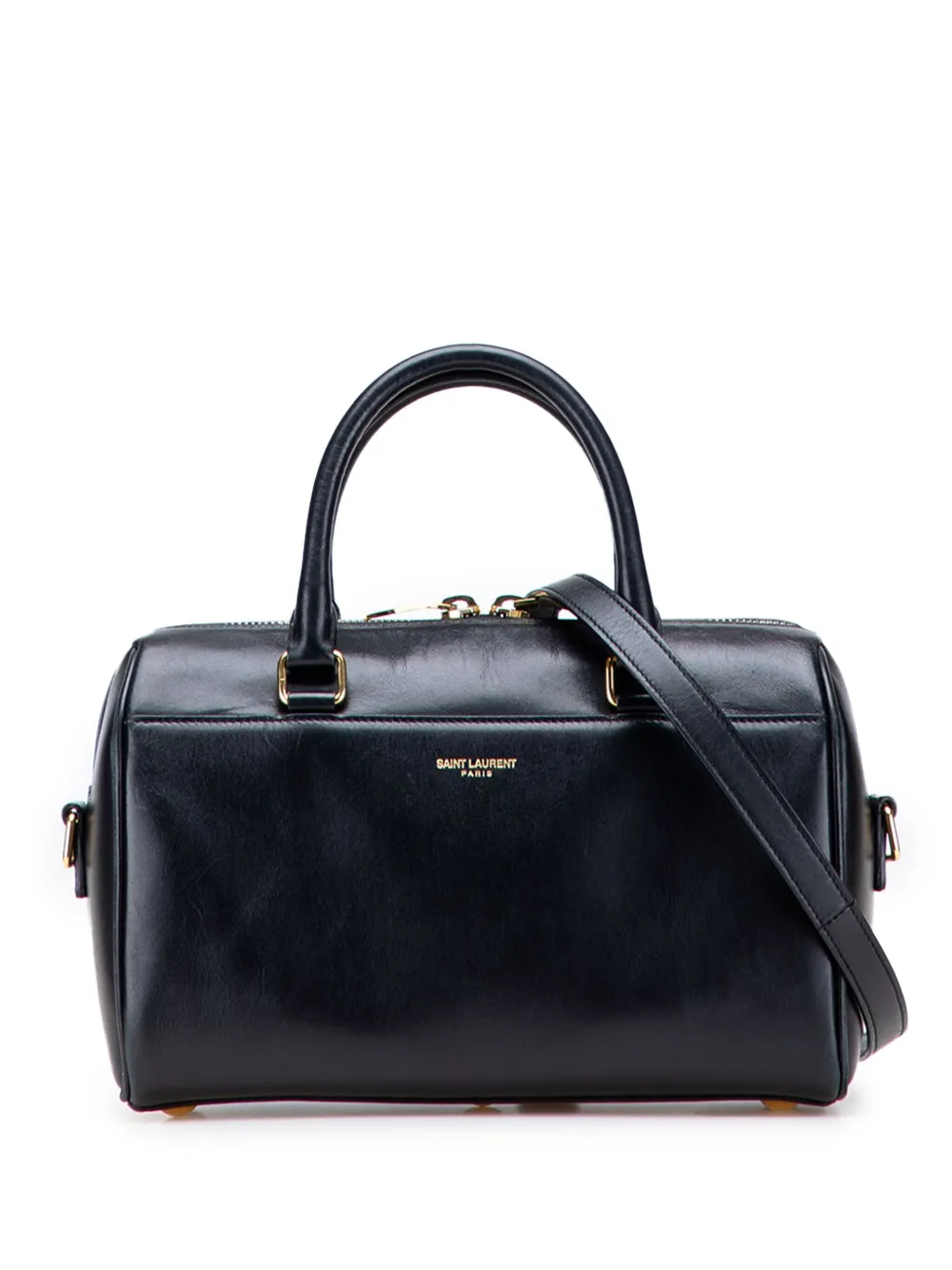 Pre-owned Saint Laurent 2014 Baby Leather Classic Duffle Satchel In Black