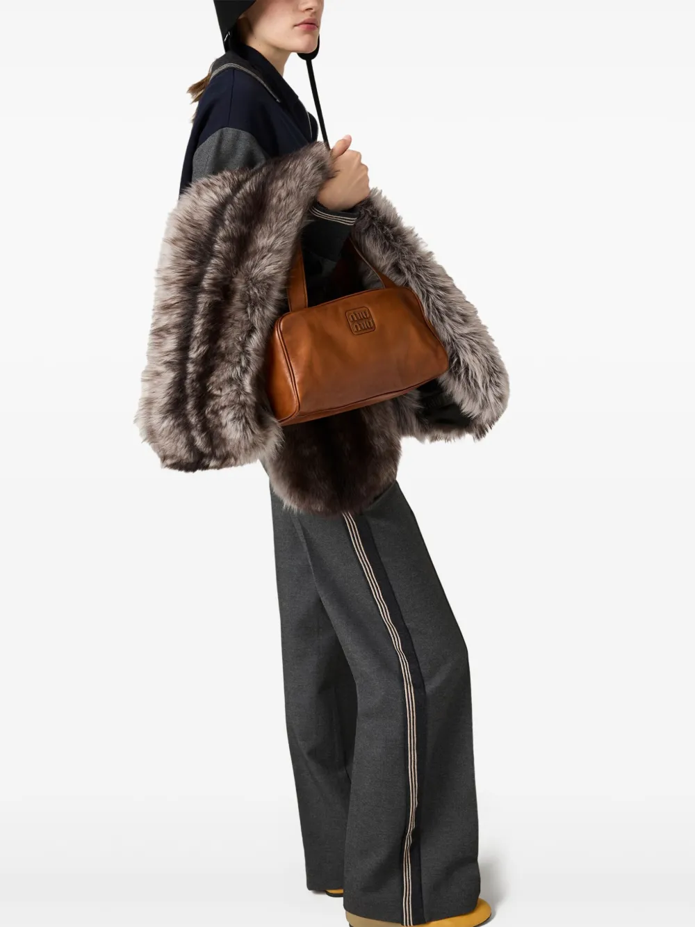 Miu Miu Straight Wool Casual Pants In Gray