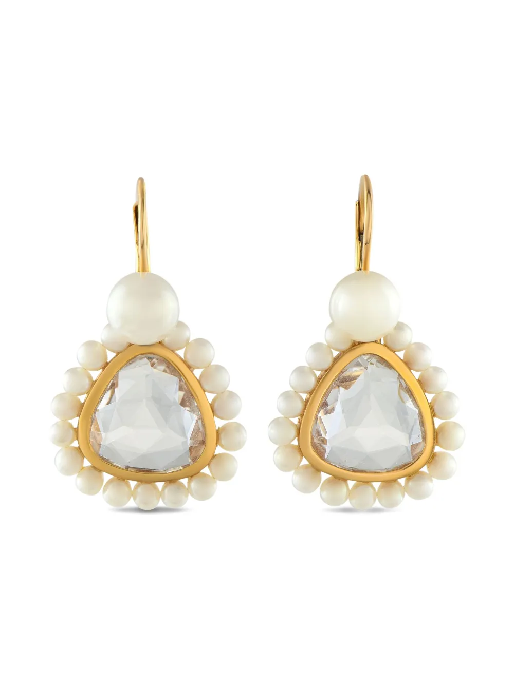 MIMI 18K yellow gold crystal and pearl earrings | Gold | Image 1
