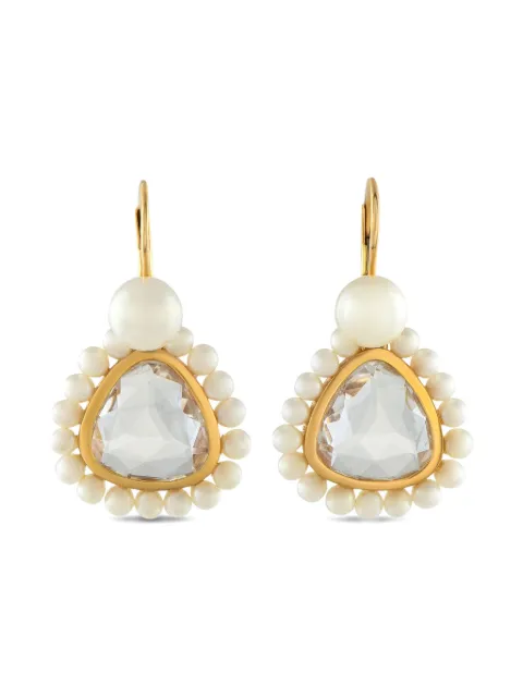MIMI 18K yellow gold crystal and pearl earrings