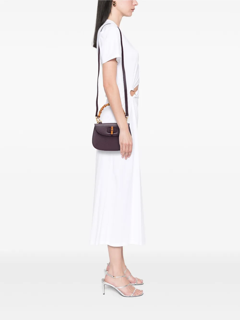Pre-owned Gucci 2000-2015 Calfskin Bamboo Night Satchel In Purple