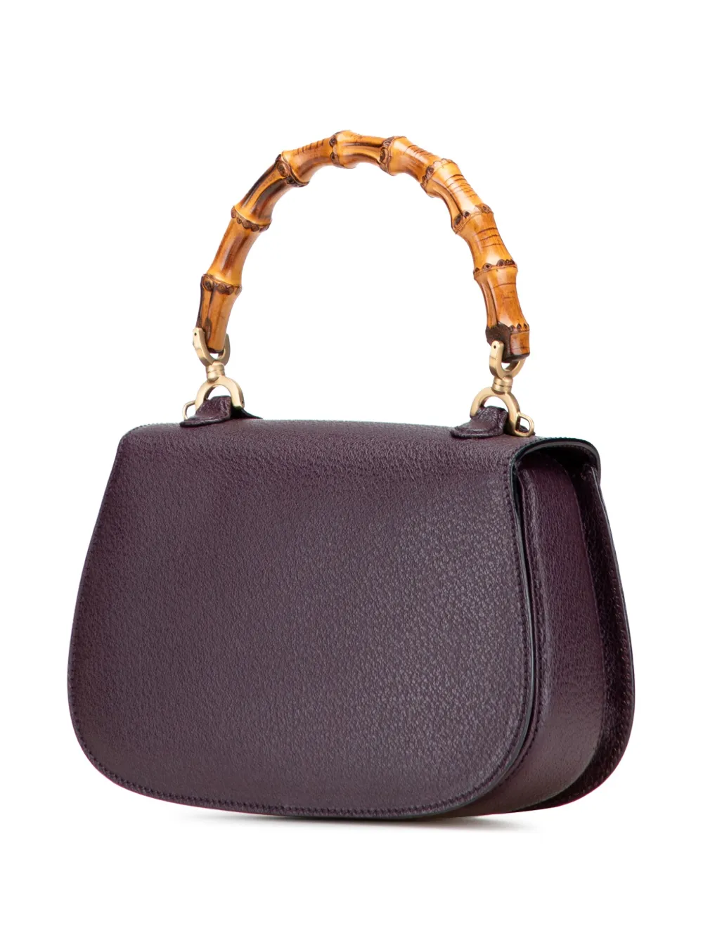 Pre-owned Gucci 2000-2015 Calfskin Bamboo Night Satchel In Purple