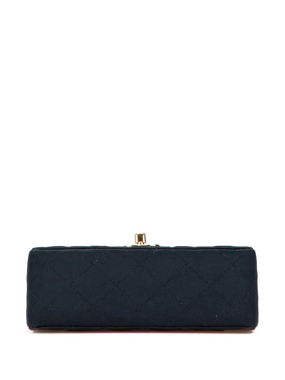 Pre-owned Chanel 1986-1988 Mini Square Quilted Satin Single Flap Handbag In Black