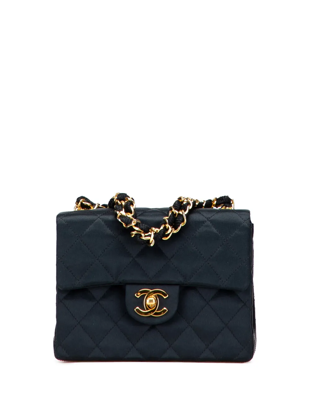 CHANEL Pre-Owned 1986-1988 Mini Square Quilted Satin Single Flap CHANEL Pre-Owned 1986-1988 Mini Square Quilted Satin Single Flap