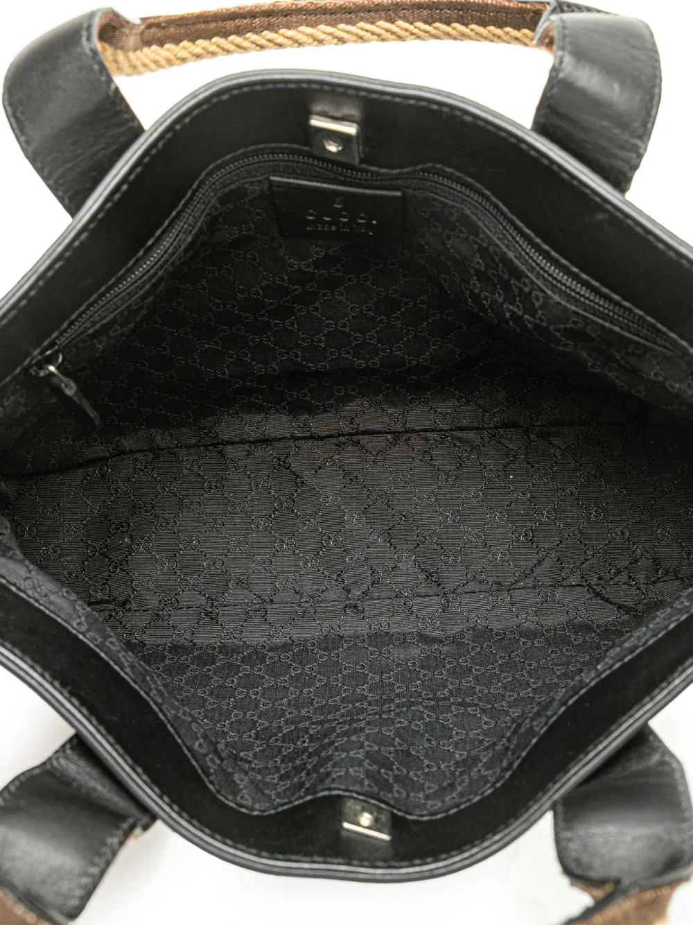 Pre-owned Gucci 2000-2015 Leather Web Handbag In Black