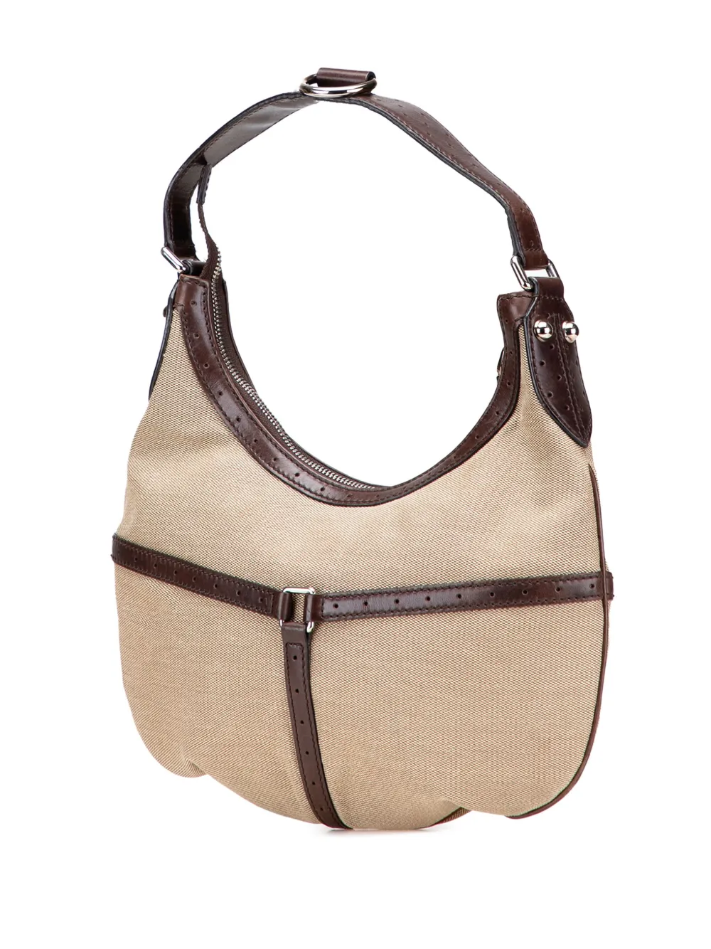 Pre-owned Gucci 2000-2015 Web Canvas Reins Hobo Bag In Brown