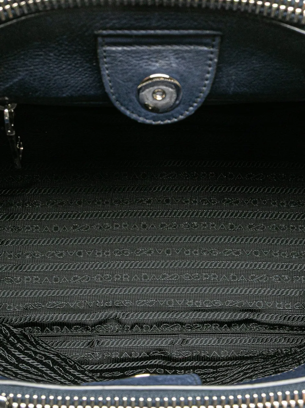 Pre-owned Prada 2013-2025 Glace Calf Twin Pocket Double Handle Satchel In Blue