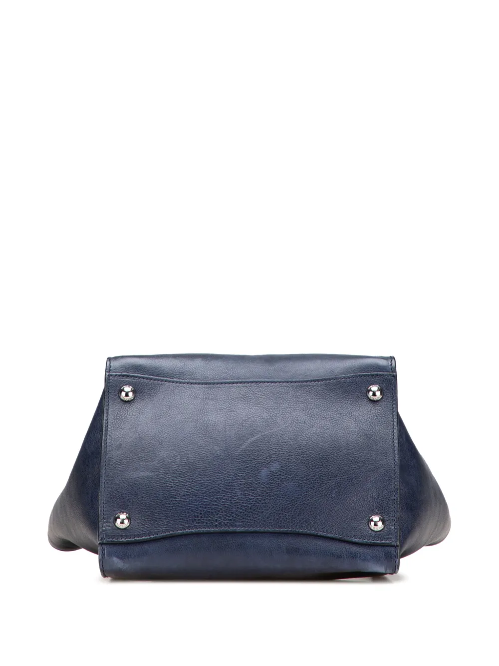 Pre-owned Prada 2013-2025 Glace Calf Twin Pocket Double Handle Satchel In Blue